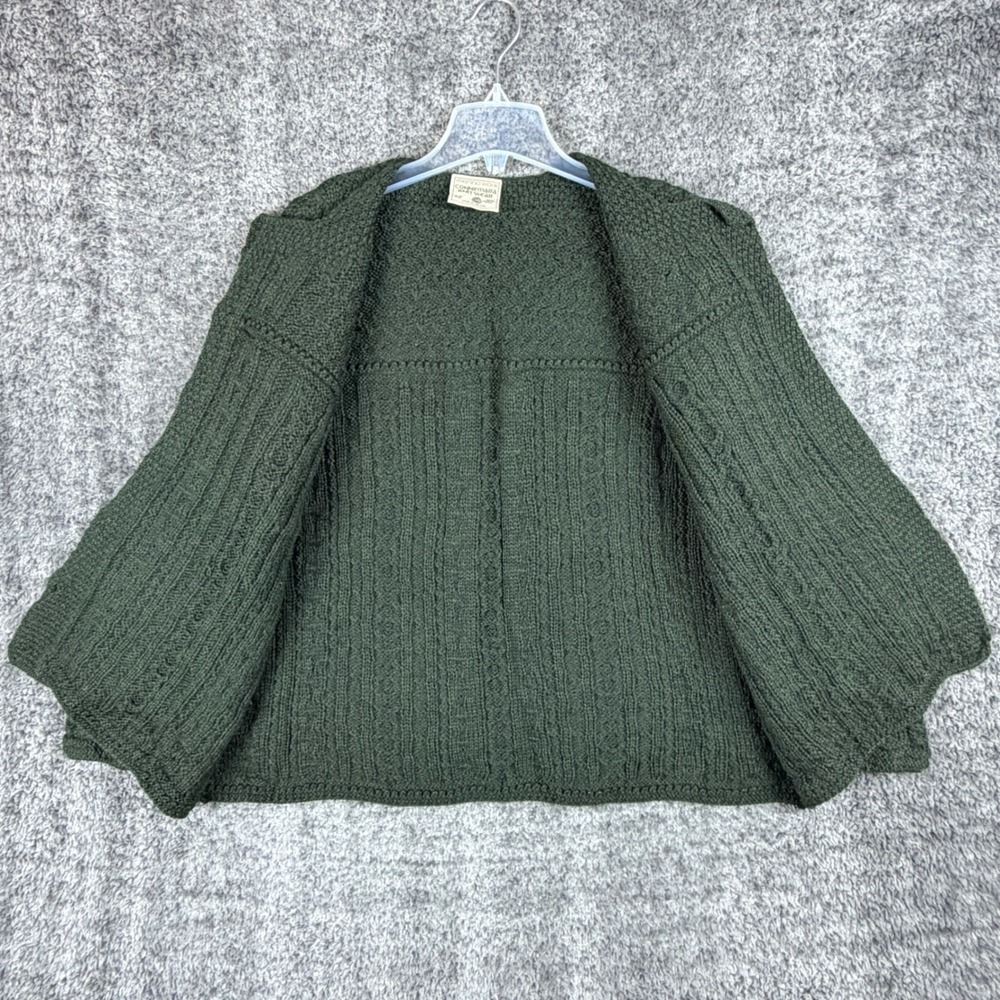 Vtg Connemara Knitwear Women's XL Green Merino Wool Cardigan Sweater Cable Knit - Picture 6 of 16